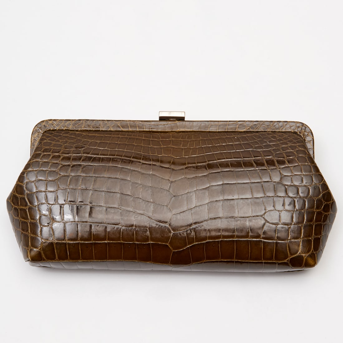 Olive green clutch genuine crocodile handbag (1 of 7)