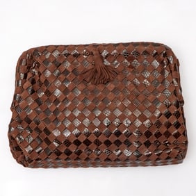 Bottega Veneta croc & suede Intrecciato clutch