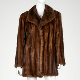 Brown mink mid length coat