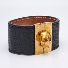 Alexander McQueen leather & Crystal skull cuff