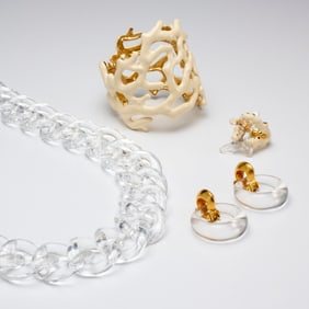 Kenneth Lane Lucite & Ivory enamel costume jewelry