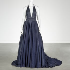 Sophie Theallet navy halter evening ballgown