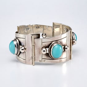 Sterling & turquoise panel bracelet