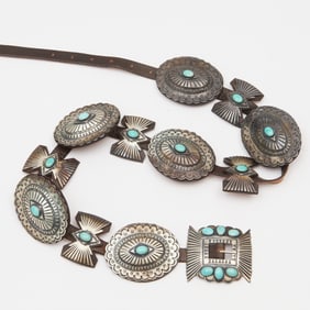 James Reid Turquoise & Sterling Concho belt