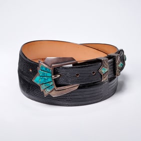 James Reid Lizard belt & Sterling turquoise buckle