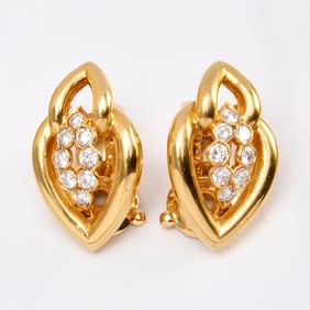 Van Cleef & Arpels Diamond & 18K ear clips