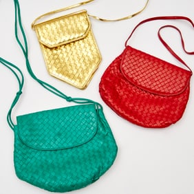 (3) Bottega Veneta leather Intrecciato handbags