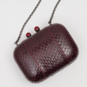 Kotur Burgundy Morley snakeskin Minaudiere
