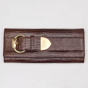 Gucci brown lizard Romy clutch