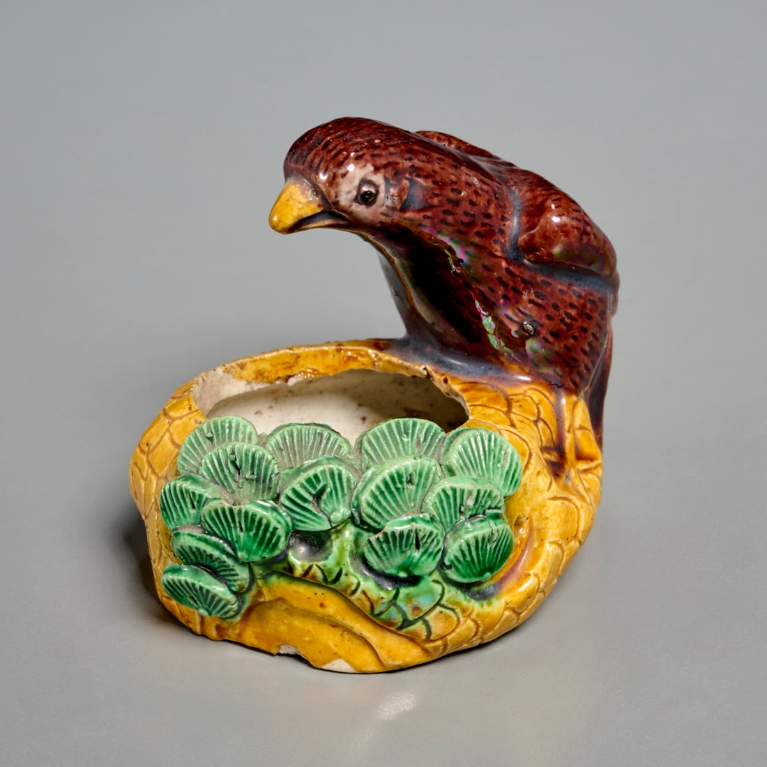 Chinese sancai bird form brush washer (1 of 6)