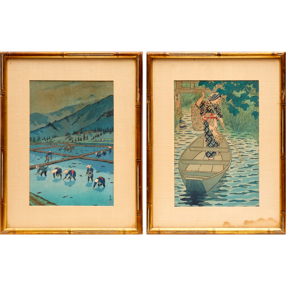 Shiro Kasamatsu, (2) woodblock prints (1 of 6)