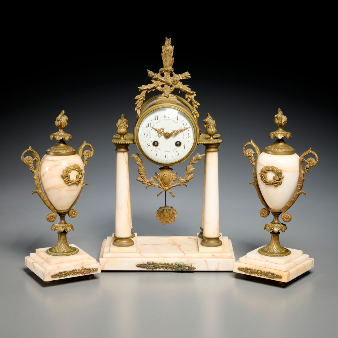 Napoleon III style marble clock garniture (1 of 9)