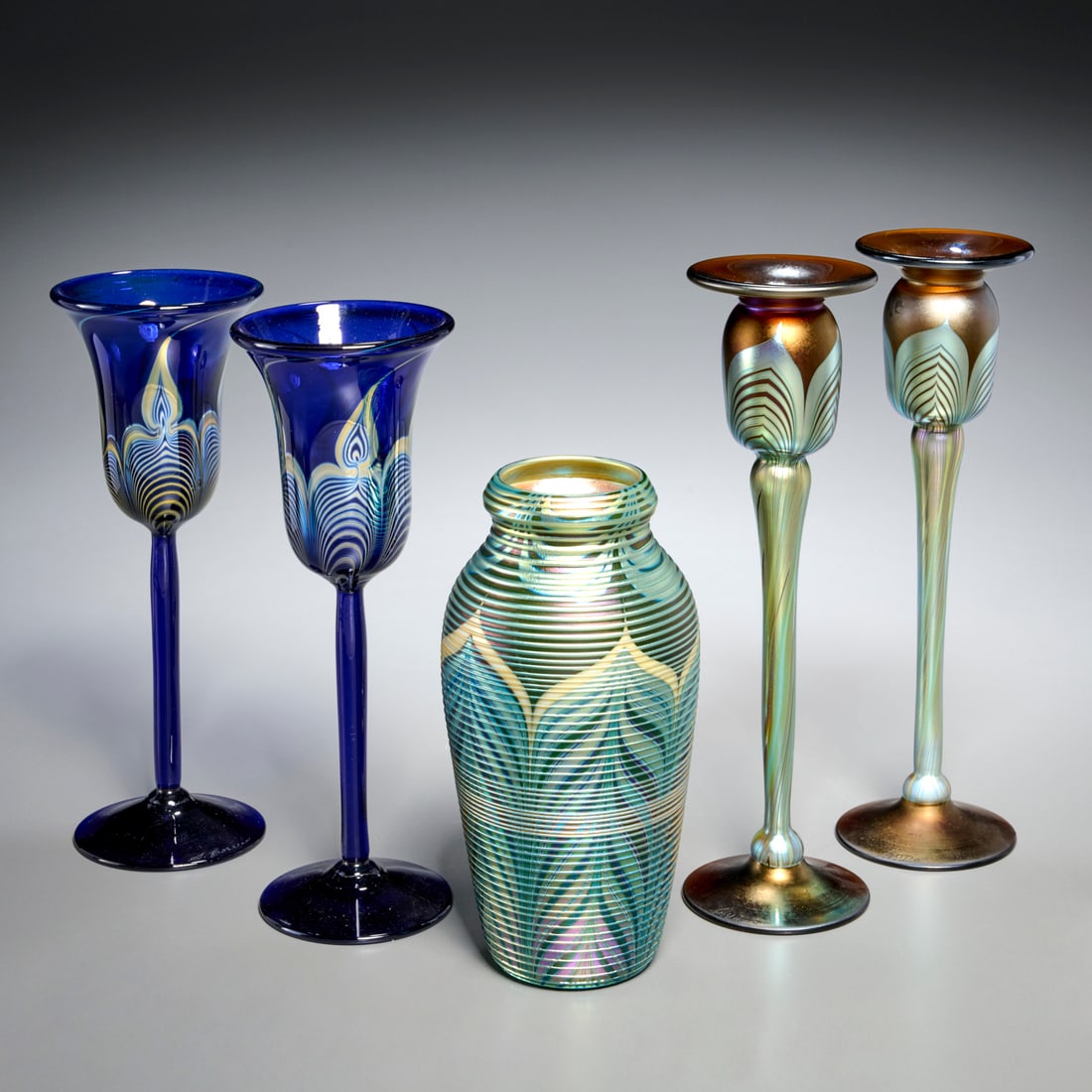 Pulled feather Art Glass group, incl. Correia (1 of 9)