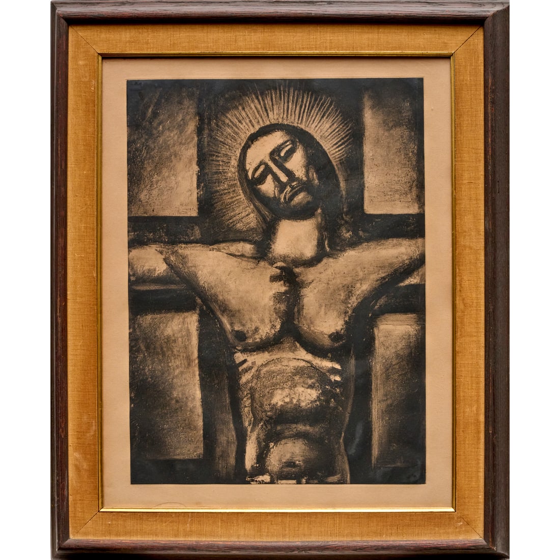 Georges Rouault, etching, 1926/1948: Georges Rouault, etching, 1926/1948, Georges Rouault (French, 1871-1958), "Obedient Unto Death, Even the Death of the Cross", from "Miserere", aquatint and roulette over photogravure, signed and dated