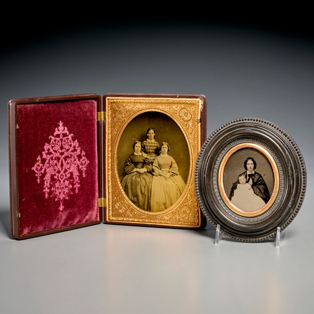 (2) Ambrotype photographs, gutta percha frames (1 of 7)