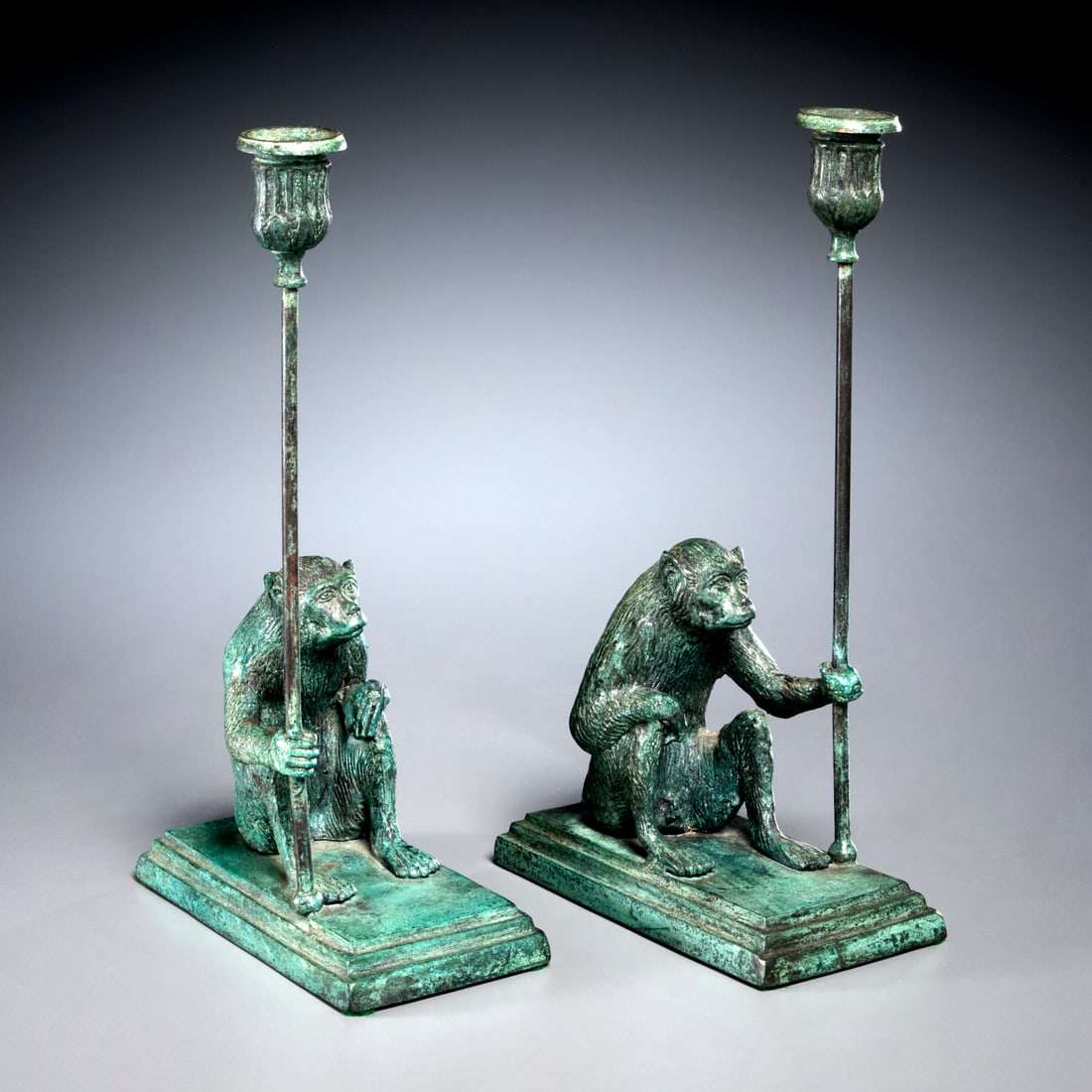 Bedford & Co, pair monkey candlesticks (1 of 7)