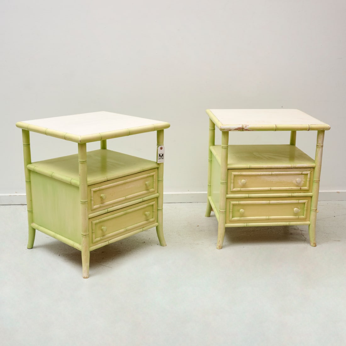 Pair McGuire style faux bamboo night stands (1 of 6)