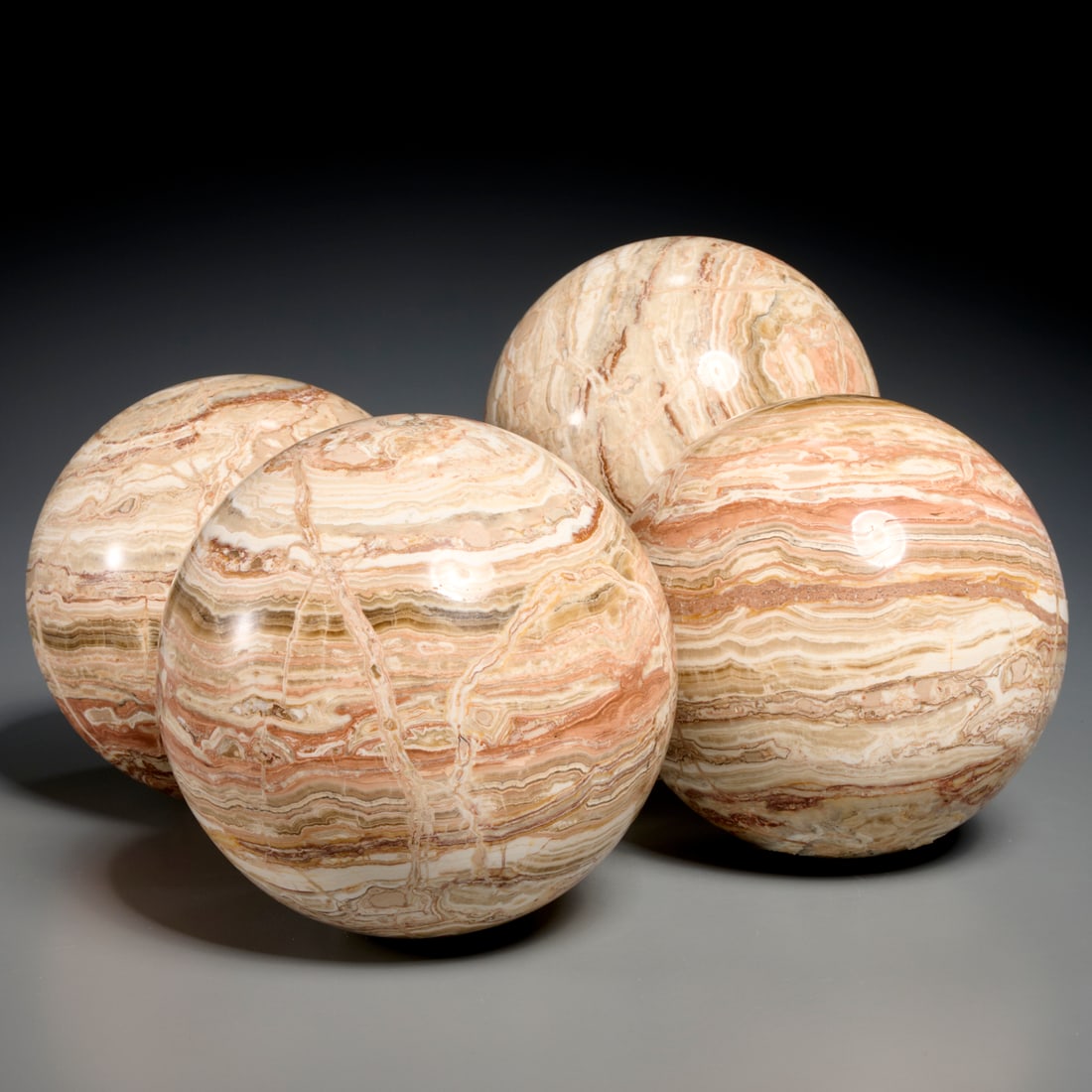 (4) Large banded agate mineral spheres (1 of 6)