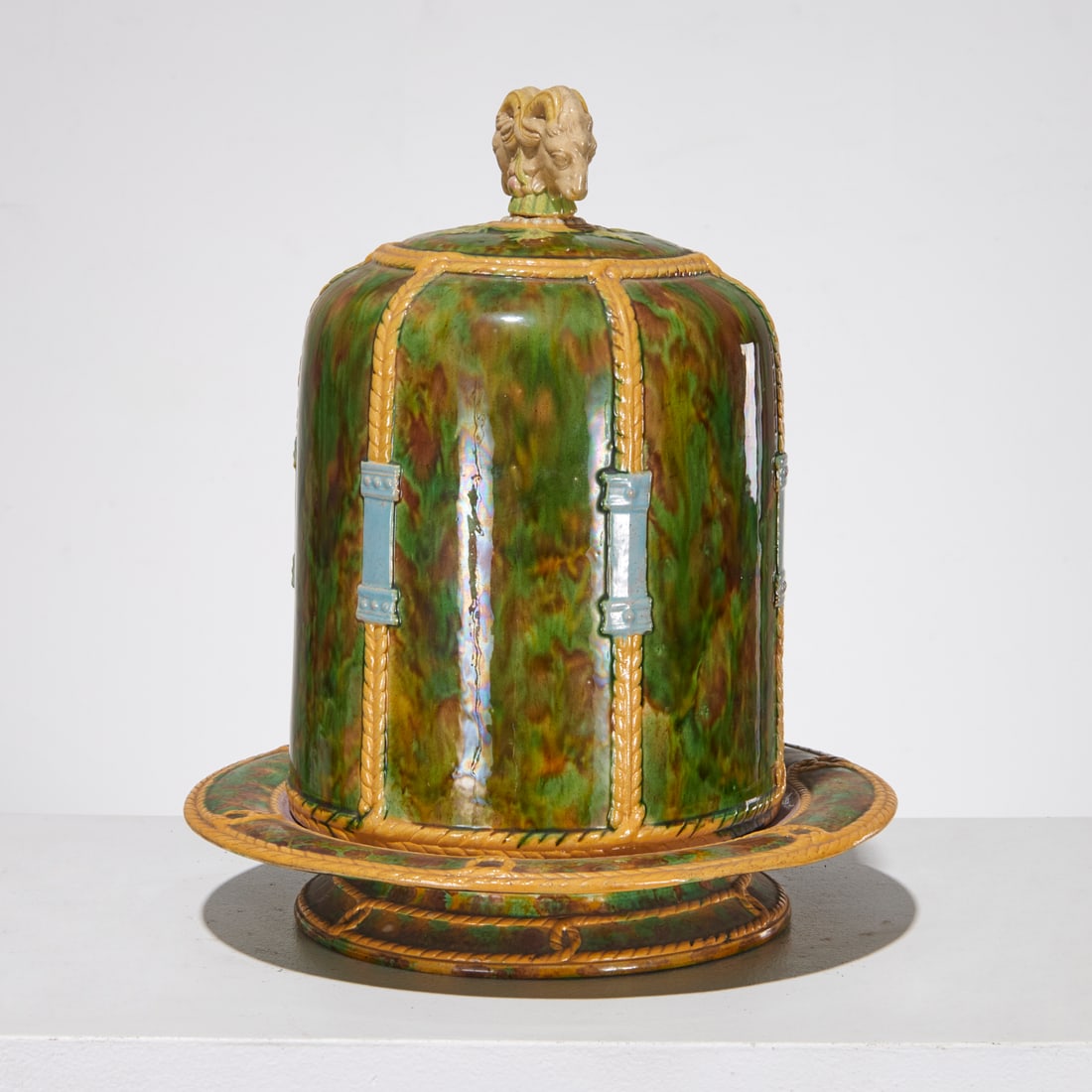 George Jones (attrib), majolica cheese keeper (1 of 6)