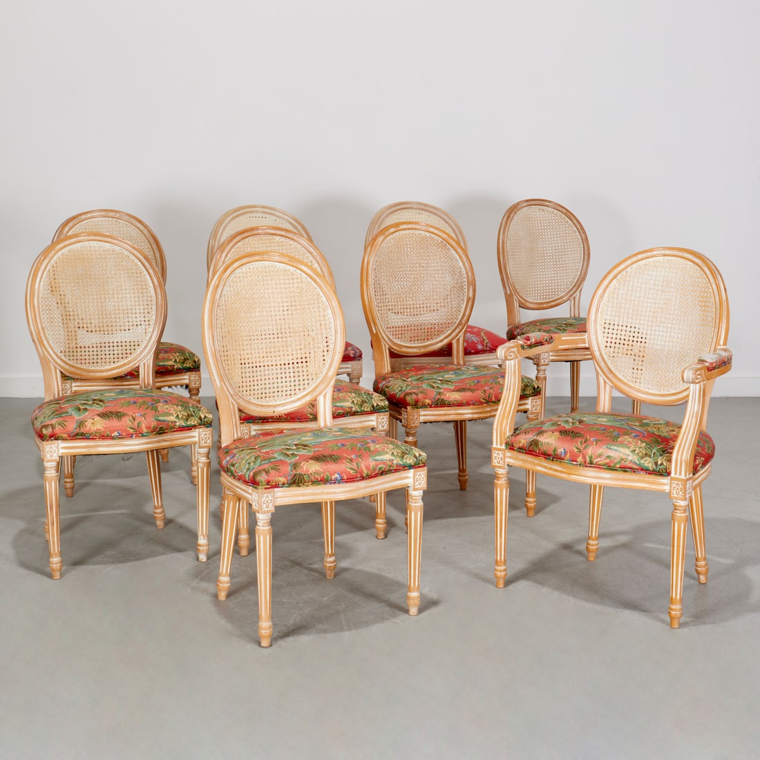 Set (9) Louis XVI style caned dining chairs (1 of 6)