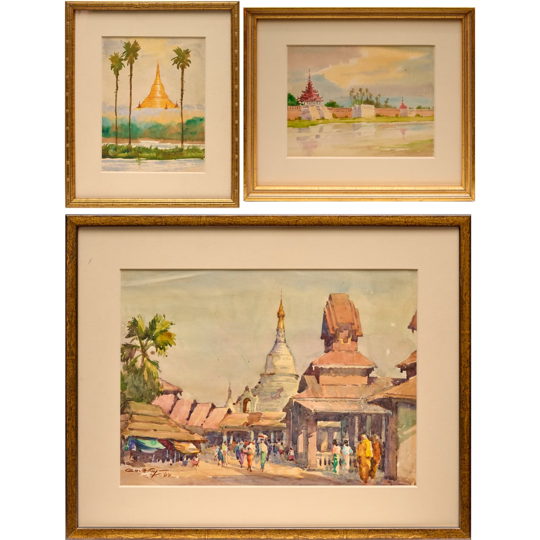 Southeast Asian School, (3) watercolors (1 of 8)