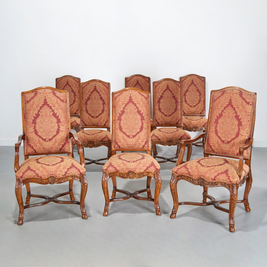(8) Louis XIV style upholstered side and armchairs (1 of 8)
