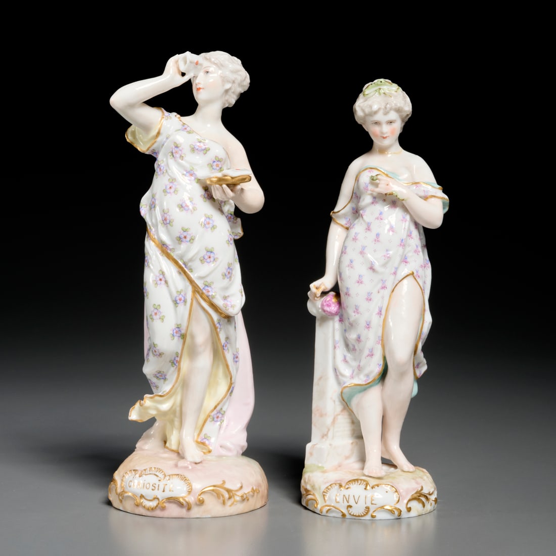 (2) Meissen style porcelain figures (1 of 9)