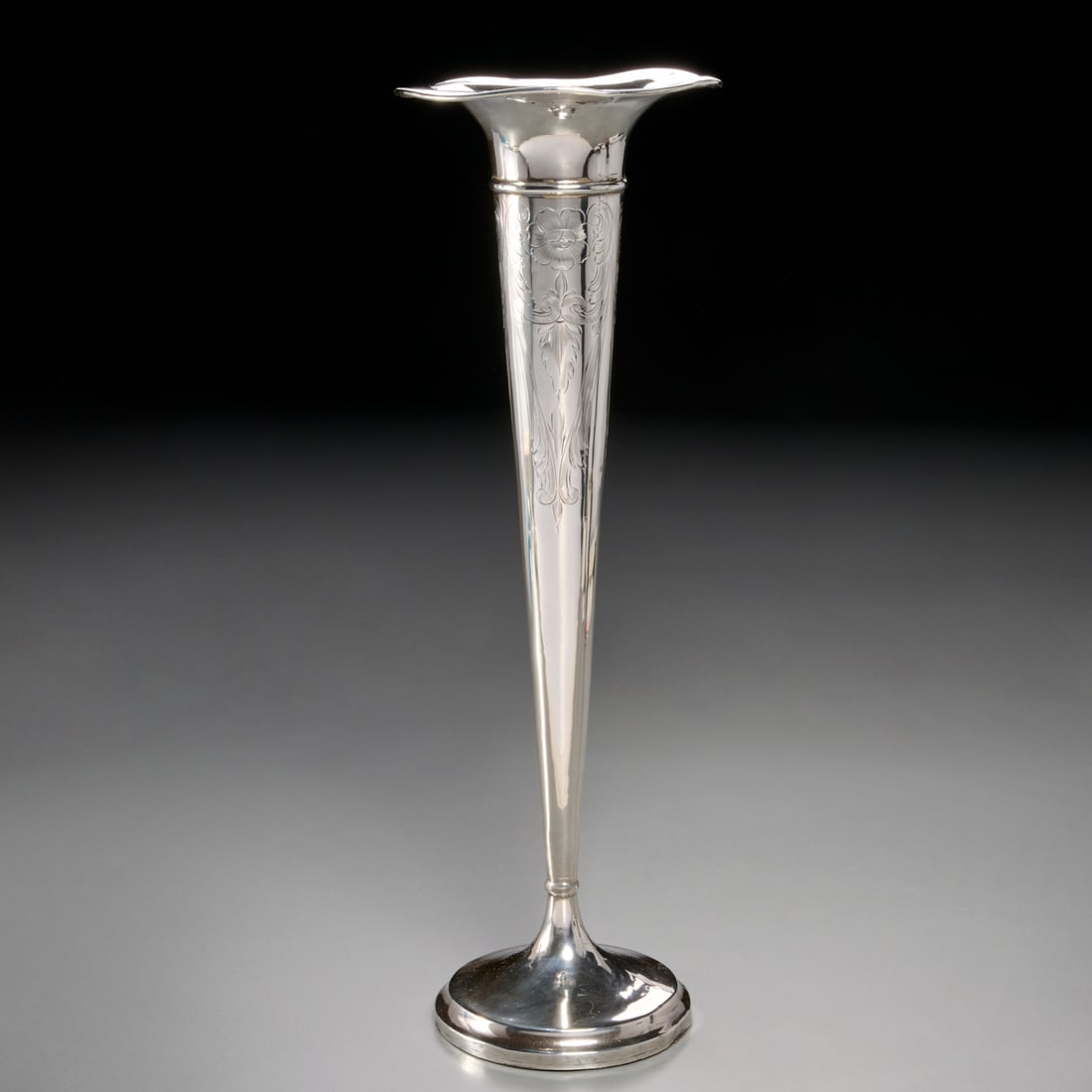 American sterling silver engraved trumpet vase (1 of 6)