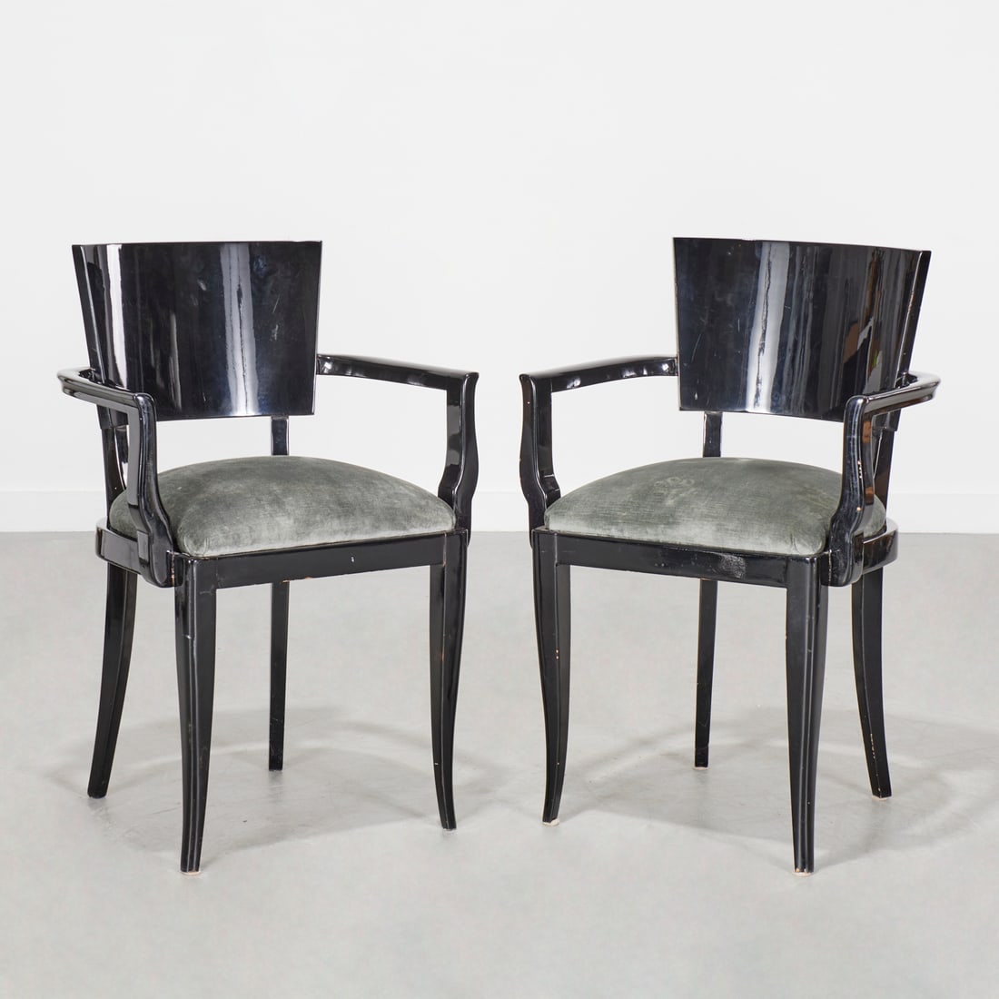 Pair Art Deco black lacquer armchairs (1 of 7)