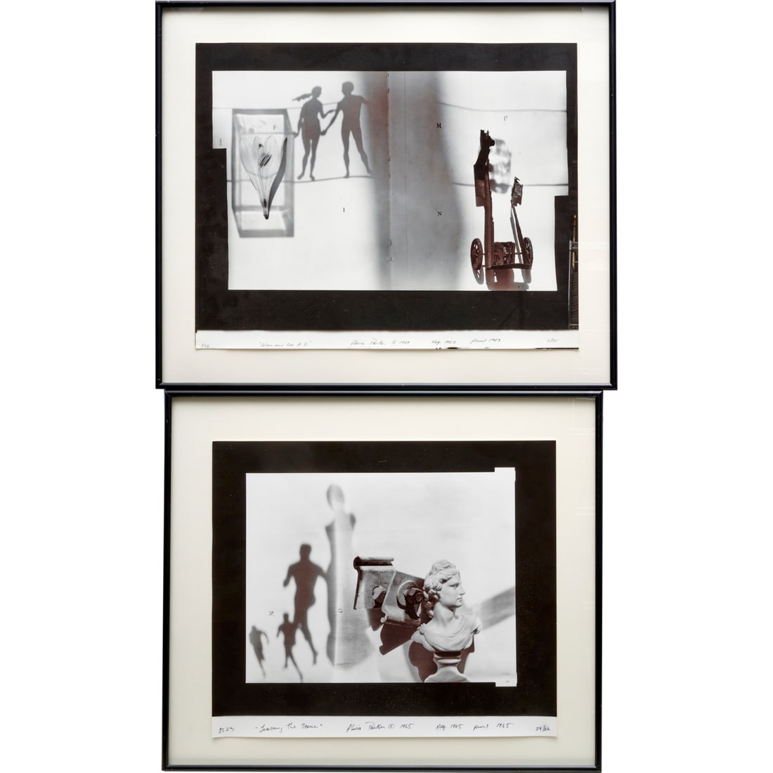 Olivia Parker, (2) photographs: Olivia Parker, (2) photographs, Olivia Parker (American, b. 1941), each signed, dated and titled lower margin, "Adam and Eve A.D.", 1983, numbered 5/75, 15.5"h x 19.25"w (sheet), 19.5"h x 23.25"w (fra