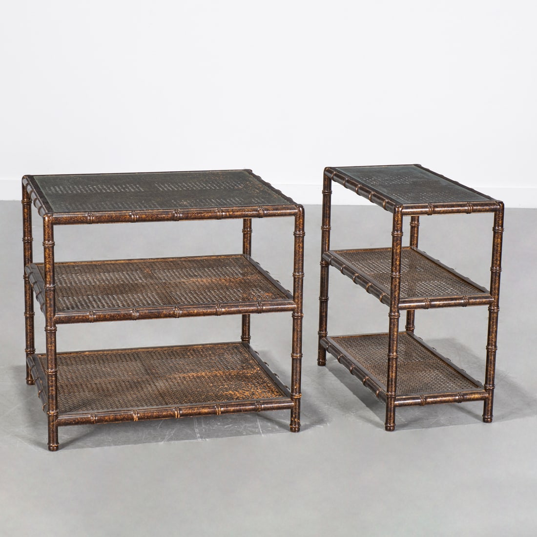 (2) John Widdicomb faux bamboo side tables (1 of 6)