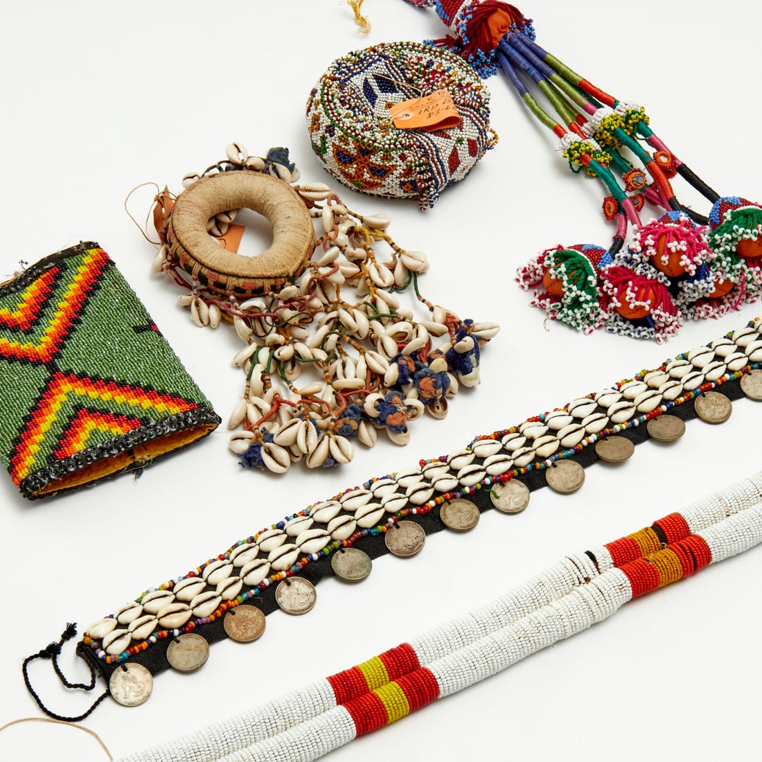 Group tribal beadwork & cowry shell objects (1 of 7)