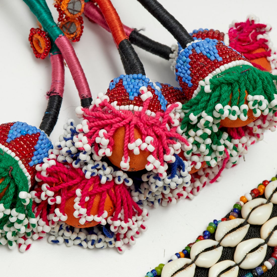 Group tribal beadwork & cowry shell objects - 3