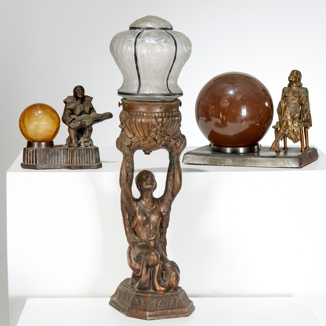 (3) Art Deco novelty figural lamps (1 of 9)