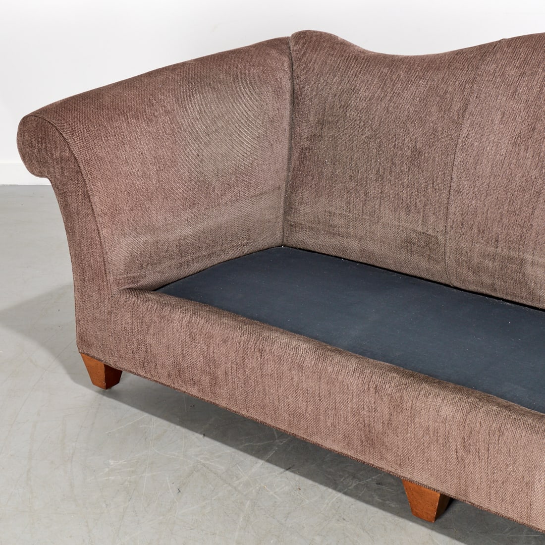 Custom upholstered camelback sofa - 4
