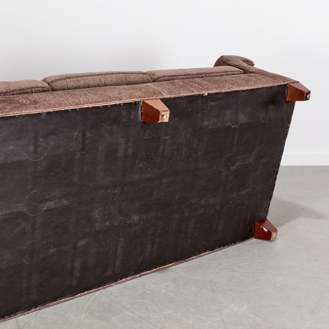 Custom upholstered camelback sofa - 6