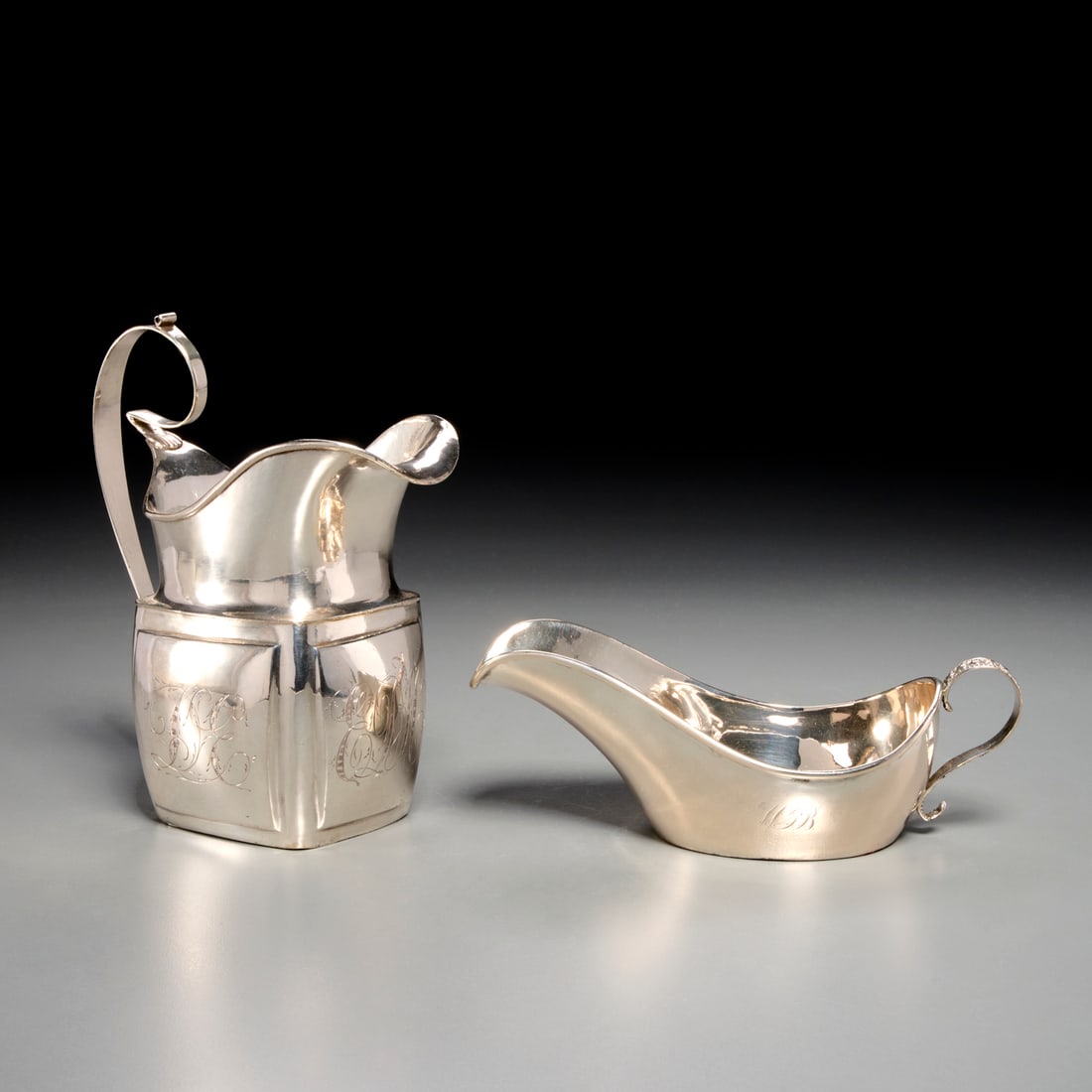 American coin silver pitcher & sauce boat (1 of 8)