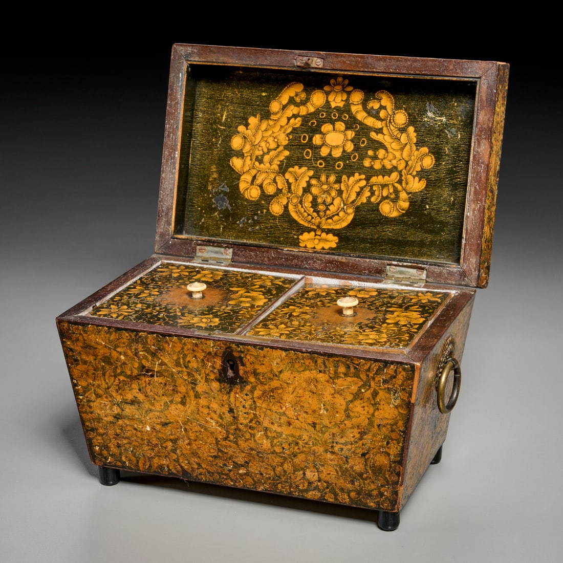 Regency penwork tea caddy - 4