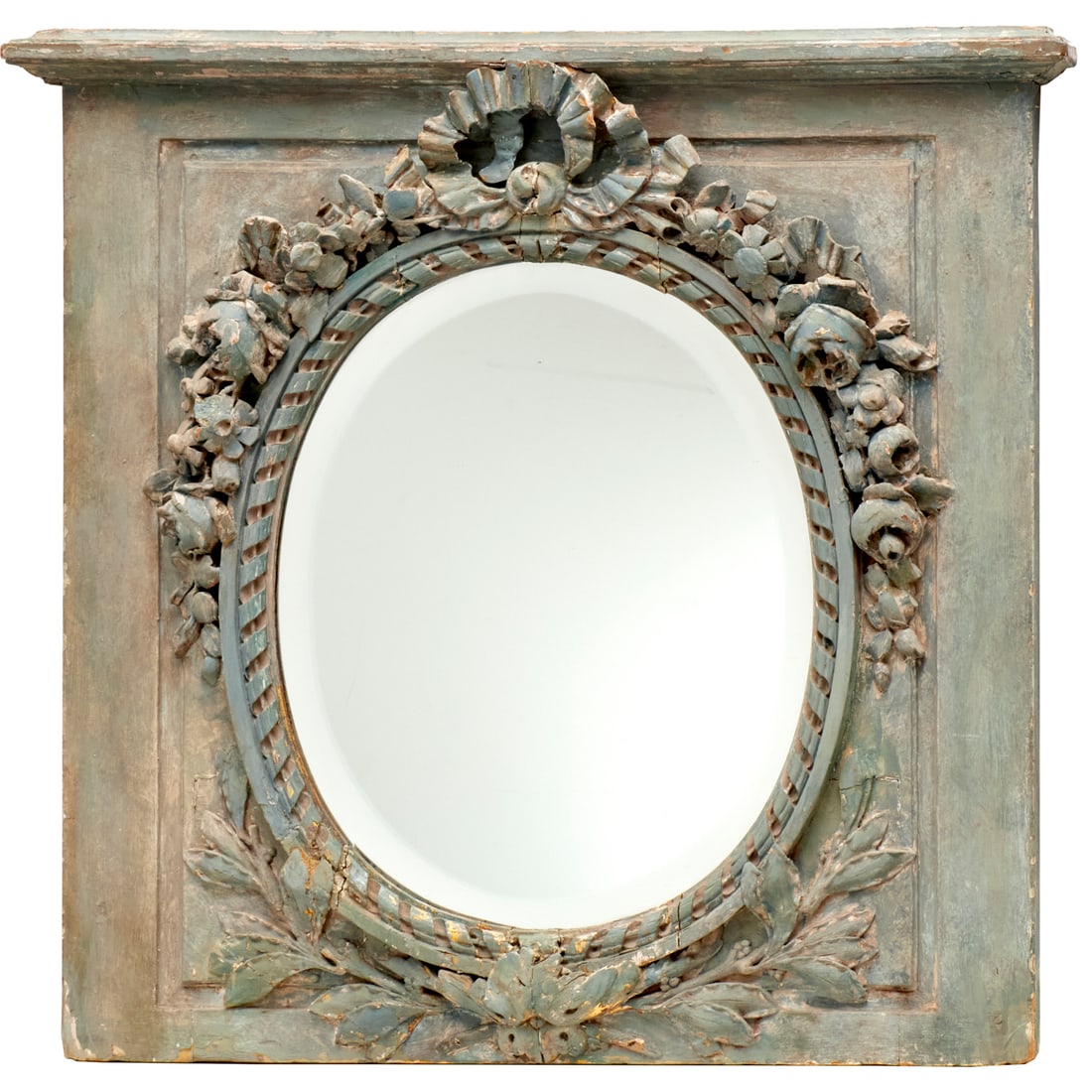 Antique Louis XVI style carved wood mirror (1 of 5)