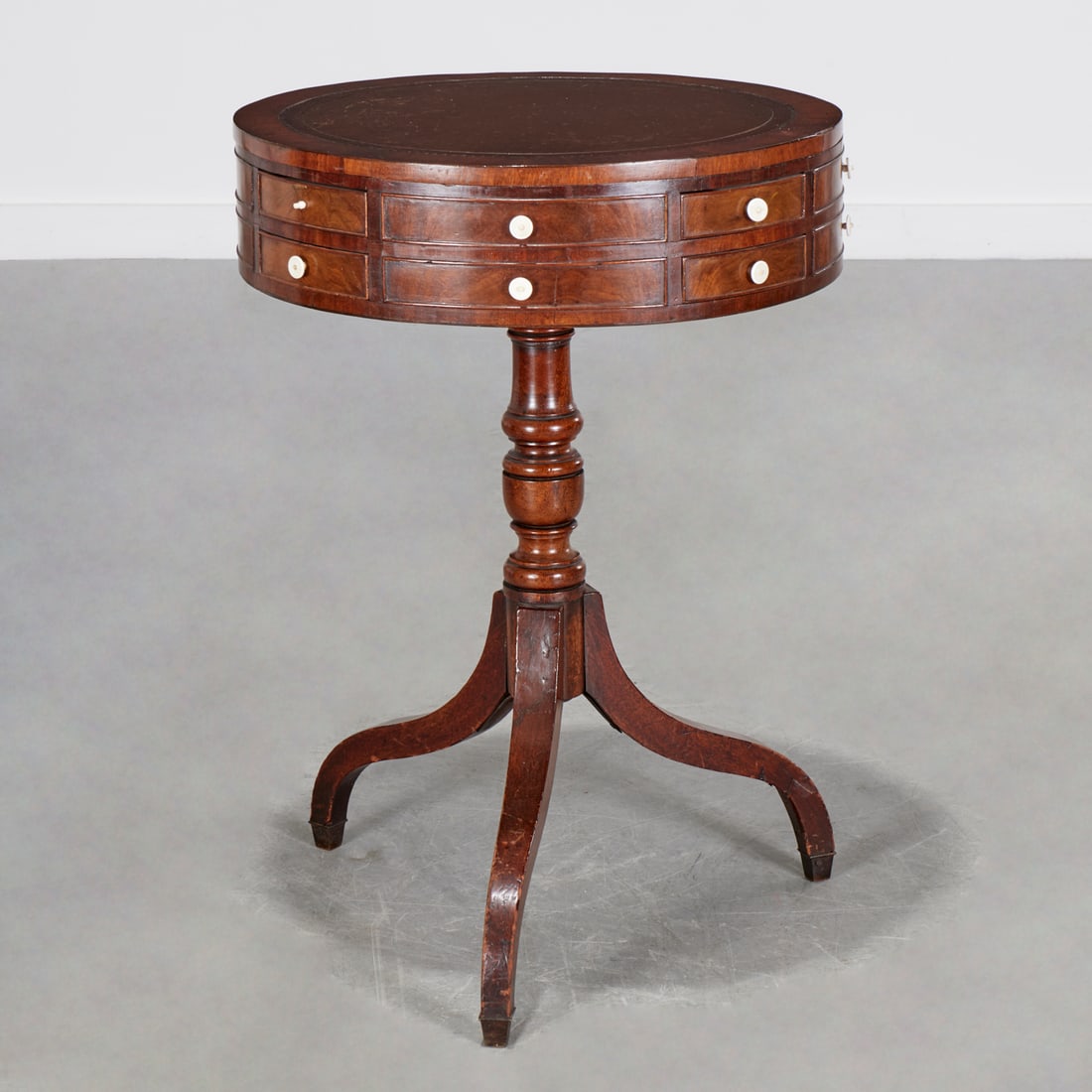 Regency leather top mahogany drum table (1 of 5)