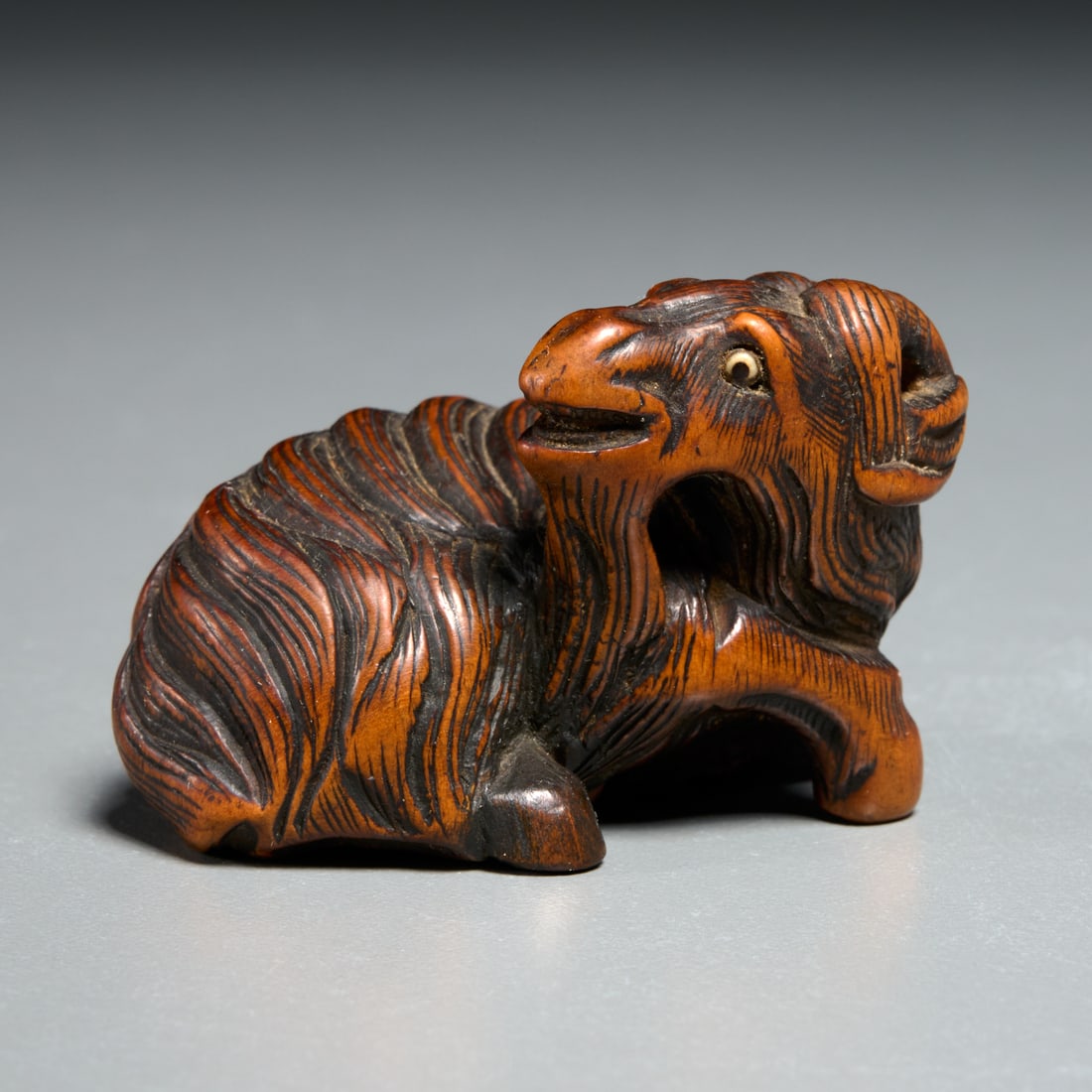 Japanese boxwood netsuke of a goat (1 of 4)