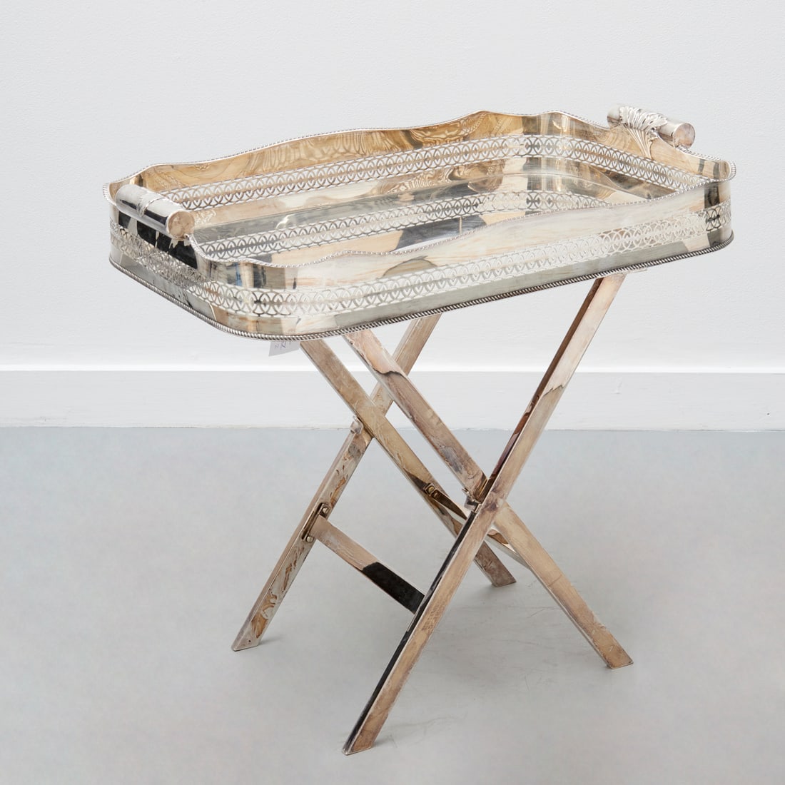 English silver plated gallery tray on stand (1 of 7)
