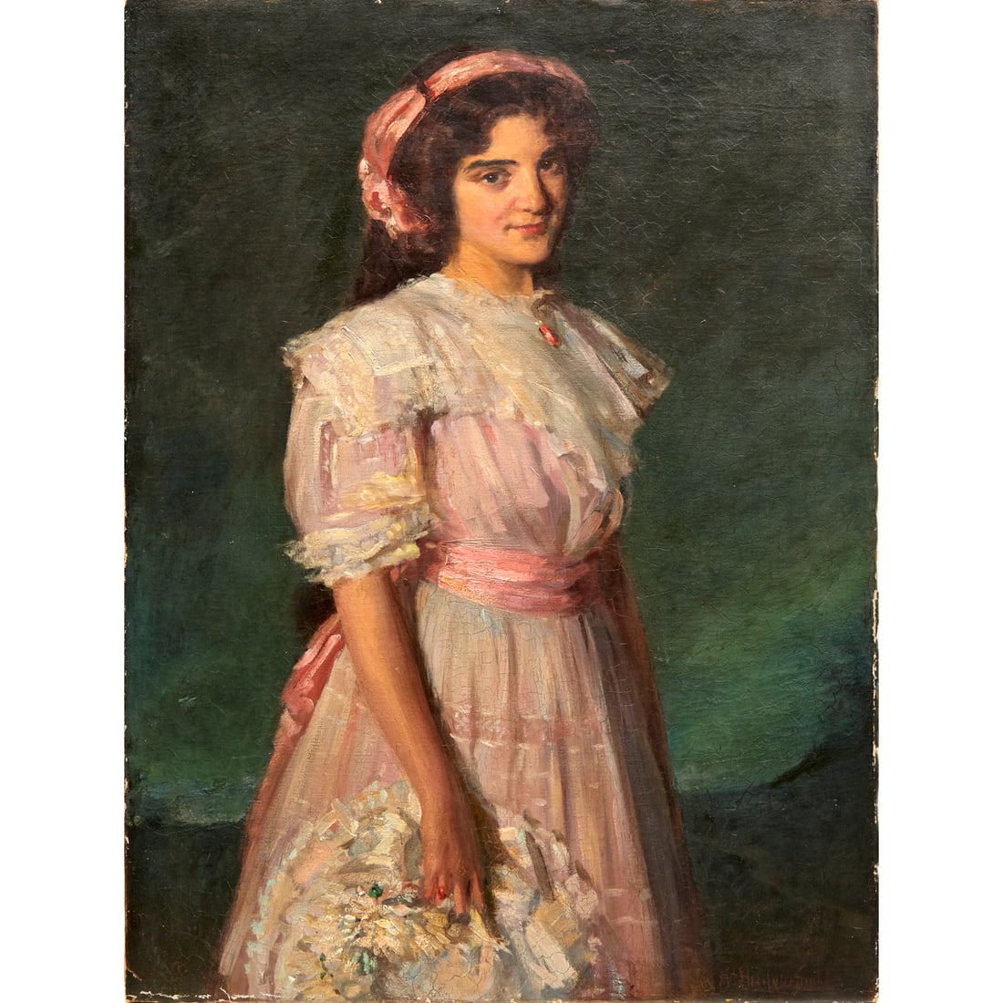 Howard Logan Hildebrandt, oil on canvas: Howard Logan Hildebrandt, oil on canvas, Howard Logan Hildebrandt (American, 1872-1958), Untitled (Portrait of a Girl), signed "H.L. Hildebrandt" lower right, unframed, 40"h x 30"w (stretcher) Provena