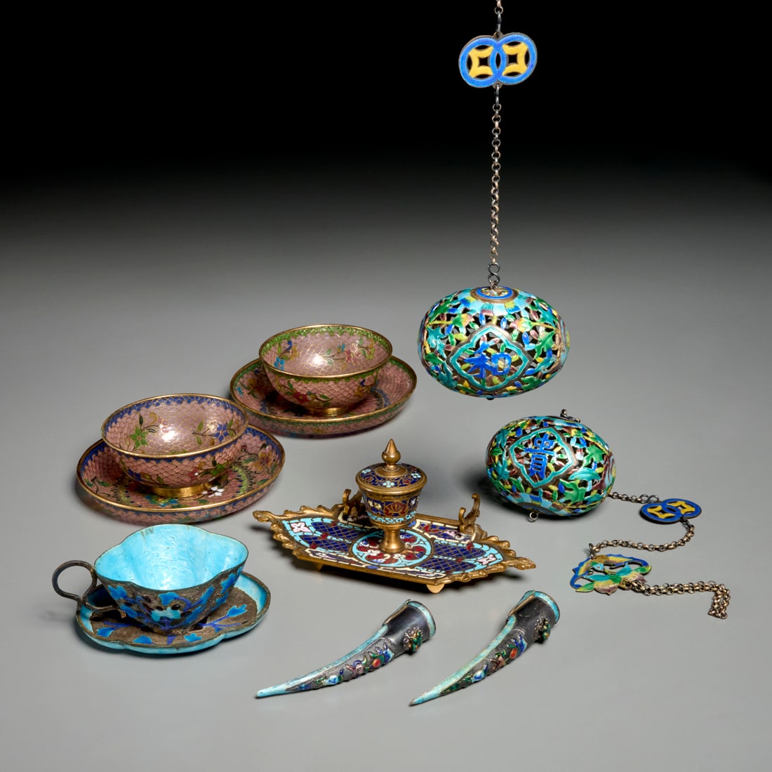 French and Chinese enamelware group (1 of 6)