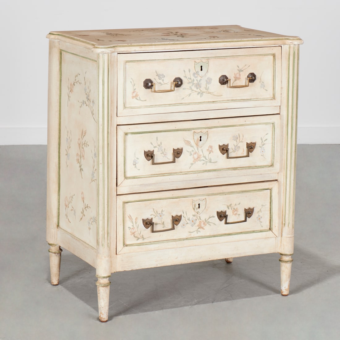Louis XVI style paint decorated commode (1 of 6)