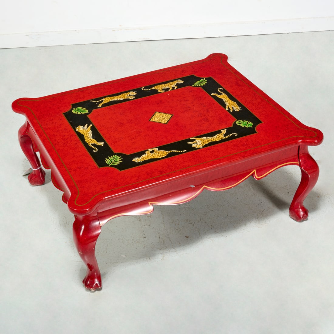 Lynn Chase red lacquered cheetah coffee table (1 of 6)