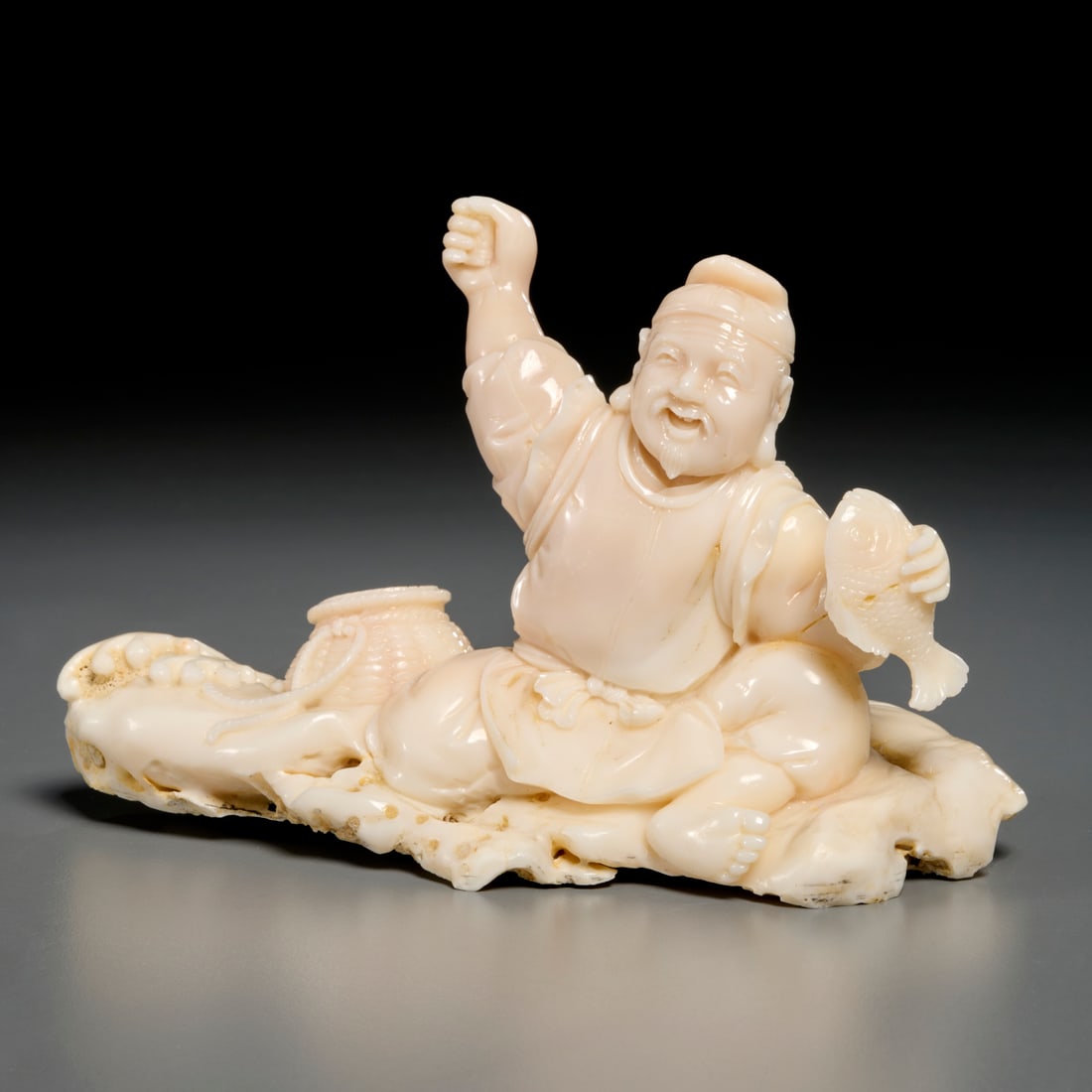Chinese carved white coral figure (1 of 7)