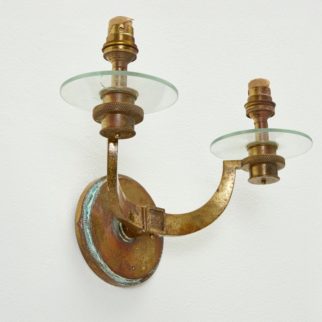 Jules Leleu, bronze wall sconce, signed (1 of 7)