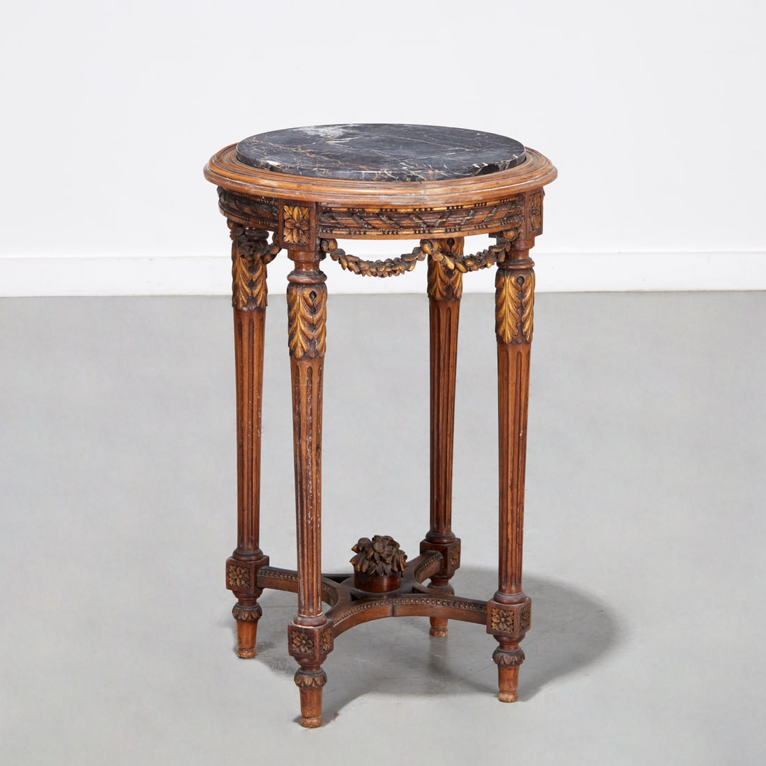 Louis XVI style giltwood marble top side table (1 of 9)