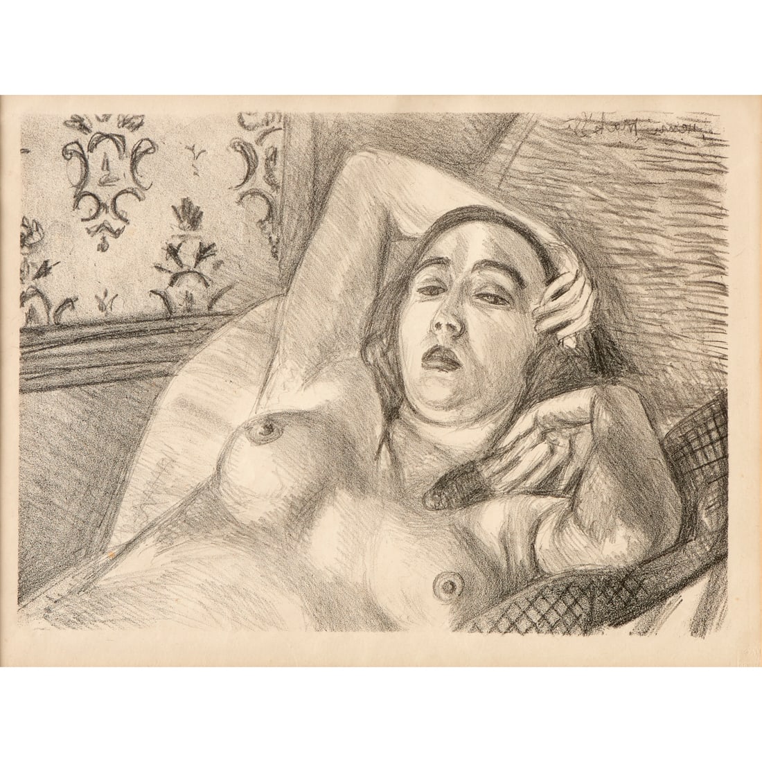 Henri Matisse, lithograph, c. 1922-25: Henri Matisse, lithograph, c. 1922-25, Henri Matisse (French, 1869-1954), "Le Repos du Modele", lithograph on paper, signed in the stone upper right (reversed), published by Galeries des Peintres-grav